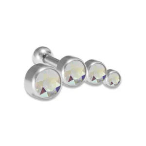 JEWELLED HELIX 5 DISC 1,2x6mm 3/4/5/6mm in Titanio ,Pietra CR - Crystal
