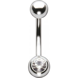 JEWEL NAVEL BARBELLS 1,6x10mm in Titanio con pietra  Light Rose ,con sfere 5 e 8